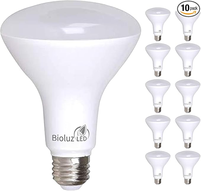 Bioluz LED 10 Pack BR30 LED Bulbs, Indoor Flood Lights 90+ CRI 75W Equivalent uses 9.5W 5000K Daylight 850 Lumens, E26 Base Dimmable Instant On Interior Home UL Listed FCC RoAS Title 20 Certified