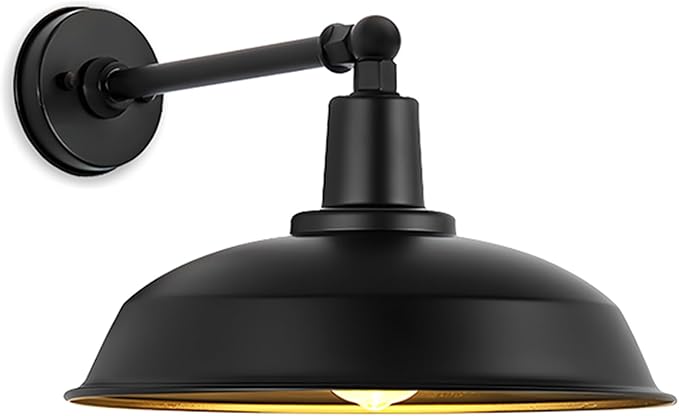 15-inch Large Outdoor barn Light, Straight arm Design, Classic Farmhouse Style Wall-Mounted gooseneck barn Light, Waterproof and rustproof Outdoor Wall lamp, Suitable for garages, porches, and patios