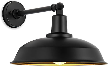 15-inch Large Outdoor barn Light, Straight arm Design, Classic Farmhouse Style Wall-Mounted gooseneck barn Light, Waterproof and rustproof Outdoor Wall lamp, Suitable for garages, porches, and patios