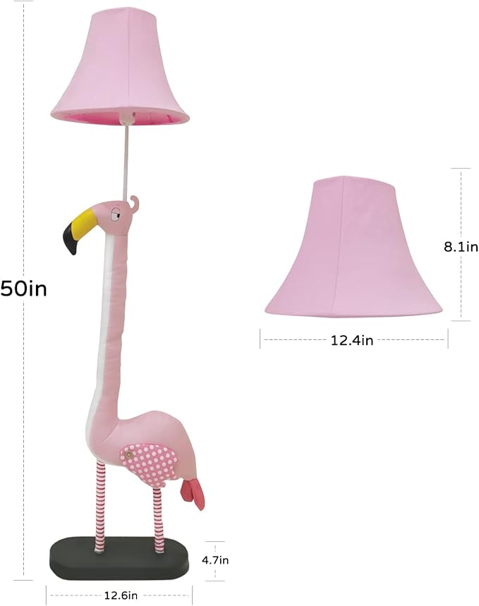 Floor Lamp, Easy-Care Artificial Leather Kids Floor Lamp for Bedroom, 51 Inch Tall Flamingo Hand-Stitched Design Standing Lamp, Package Come with an E26 LED Bulb (Pink Flamingo)