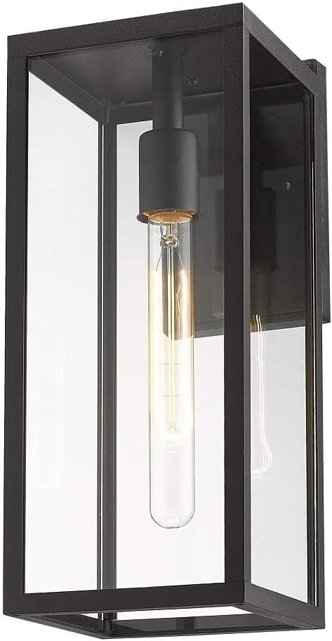 Bestshared Outdoor Wall Sconce Lights,15 Inch Exterior Wall Lantern with Clear Glass, Black Porch Sconce Lighting,Weather Resistant Outdoor Lights for House Garage Doorway Patio, E26 Socket (1 Pack)