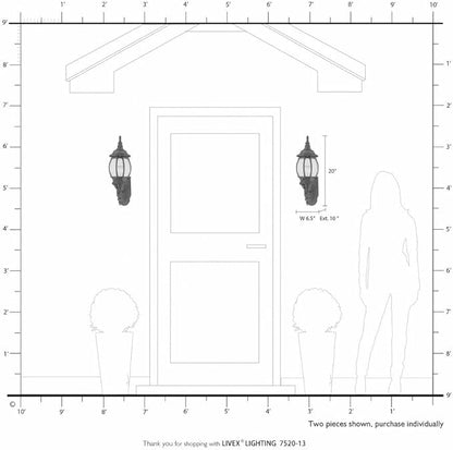 Livex Lighting 7520-13 Frontenac Traditional 1-Light Outdoor Wall Lantern with Clear Beveled Glass Shades, 21" x 7" x 21", White