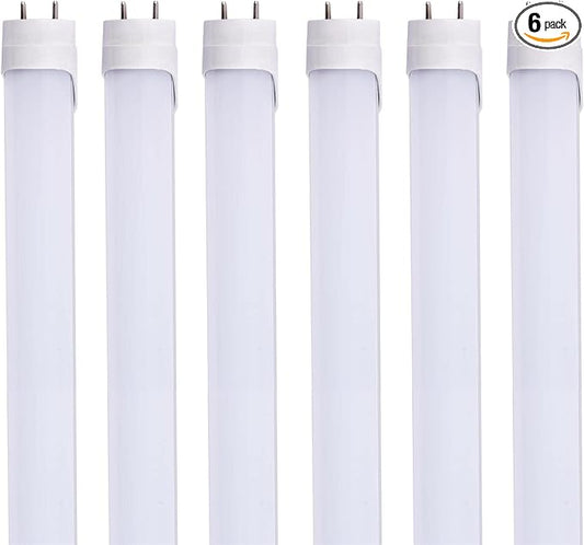 6pcs 2FT 10W T8 Tube Light White Daylight 6000k T8 LED Bulbs Household Lights Ballast Bypass G13 Base 2 Foot Milky Cover Fluorescent Tube lamp Replacement AC100-277V(2ft 10w, 6 Pack)