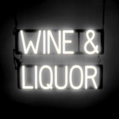 SpellBrite WINE & LIQUOR Sign | Wine-Related Sign with Neon Look, White LED Light Source | 22.0" x 15.0"