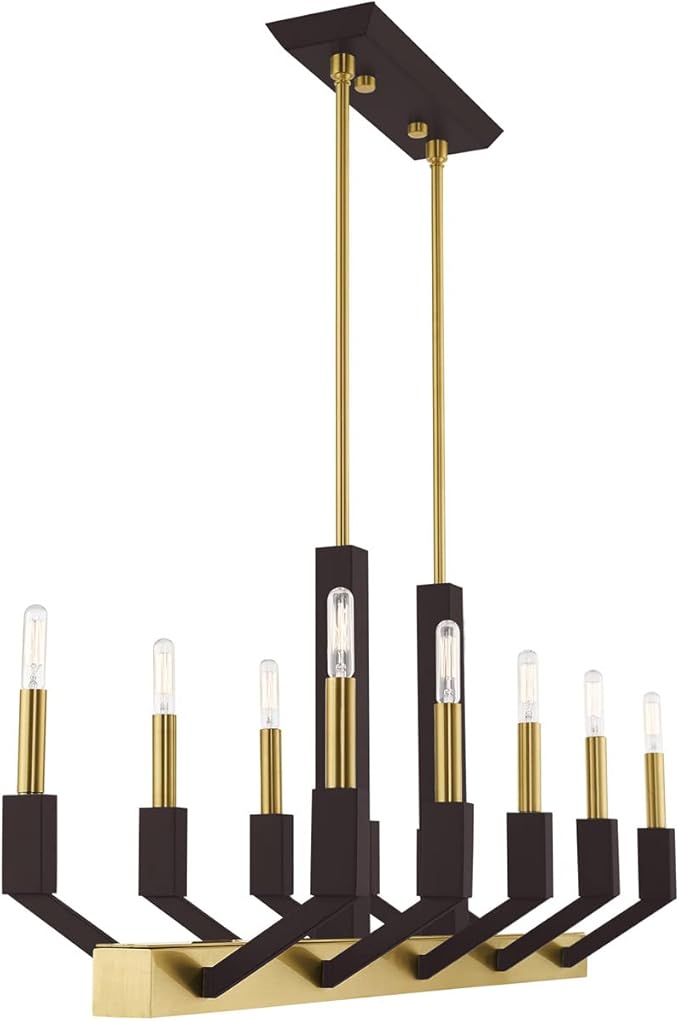 Livex Lighting 51168-12 Beckett - Ten Light Linear Chandelier, Satin Brass/Bronze Finish