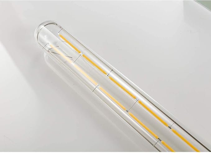 Leools LED Tube Bulbs,T10 Tubular Edison Style LED Filament Bulb, 12W Dimmable Antique LED Bulb,E26 Base,Clear Glass,Warm White,2700K,1000LM(75-100W Equivalent),11.8inch,Pack of 4
