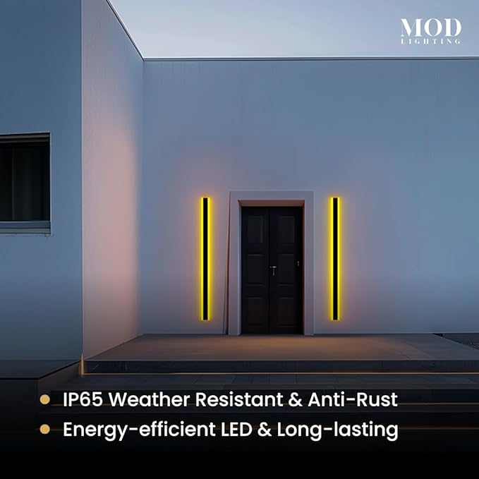 𝗠𝗢𝗗 𝗟𝗜𝗚𝗛𝗧𝗜𝗡𝗚 Haylen RGB | Waterproof Outdoor Wall Lights, Dimmable with Remote, 7 Colors and 358 Light Effects, Long Wall Sconce, Modern Linear Exterior Light Fixture, 1-Pack (RGB | 67")