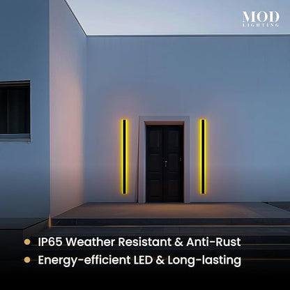 𝗠𝗢𝗗 𝗟𝗜𝗚𝗛𝗧𝗜𝗡𝗚 Haylen RGB | Waterproof Outdoor Wall Lights, Dimmable with Remote, 7 Colors and 358 Light Effects, Long Wall Sconce, Modern Linear Exterior Light Fixture, 1-Pack (RGB | 67")