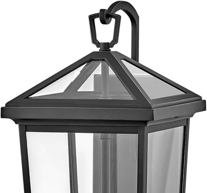 Hinkley Alford Place 25655MB Medium Outdoor Tall Wall Mount Lantern - Die Cast Aluminum Frame, Sealed Clear Glass - Museum Black