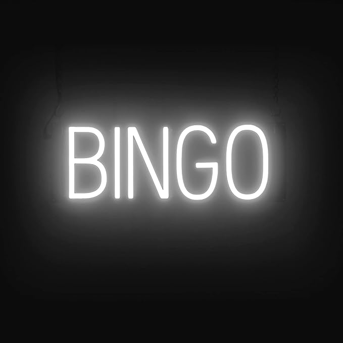 SpellBrite BINGO Sign | Gaming-Related Sign with Neon Look, White LED Light Source | 18.3" x 6.3"