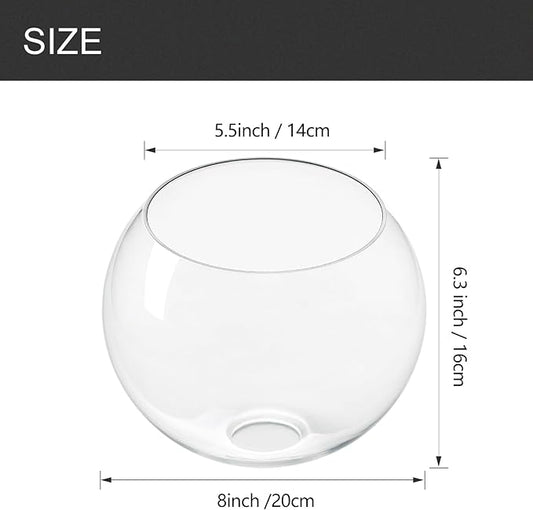 Fixture Replacement Globe Shade with 1.65 Inch Fitter, 8 Inch Diameter, E26 Base 1-5/8 Inch Fitter, Glass Lampshade Cover for Pendant Wall Sconce Chandelier