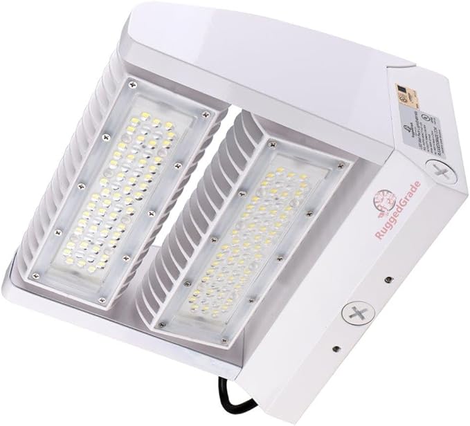 RuggedGrade 80W - Rotate IV Series LED Wall Pack - 11,100 Lumens - Color Selectable 3000K/4000K/5000K - Outdoor LED Wall Light - White - DLC 5.1 Premium