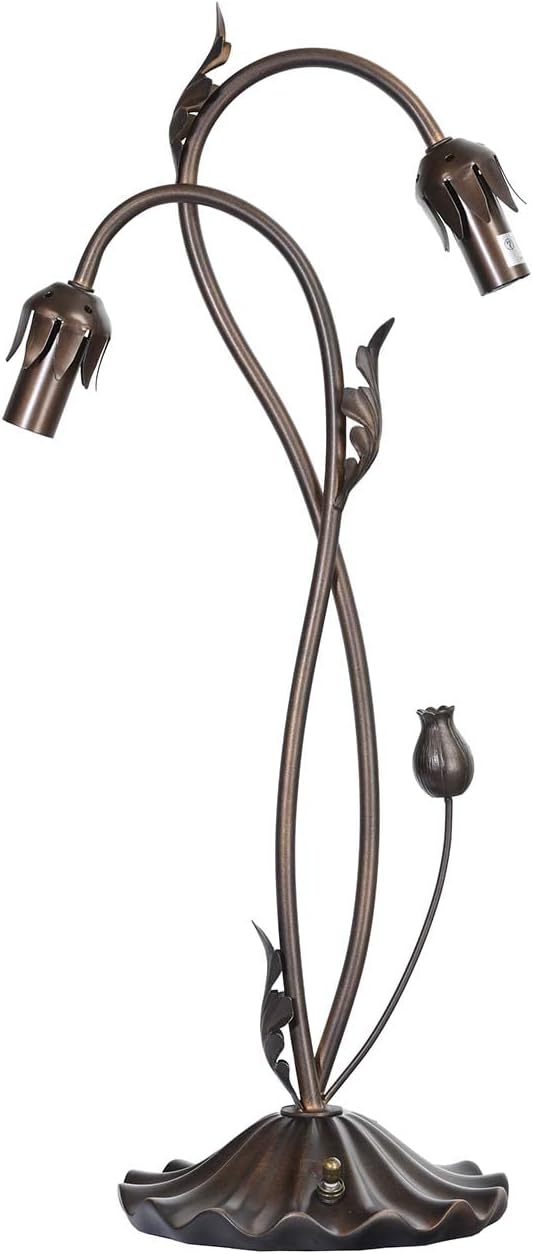Bieye L10847 Lily Flower Blown Glass Accent Table Lamp for Living Room Bedroom Decoration (2-Light, Pink)