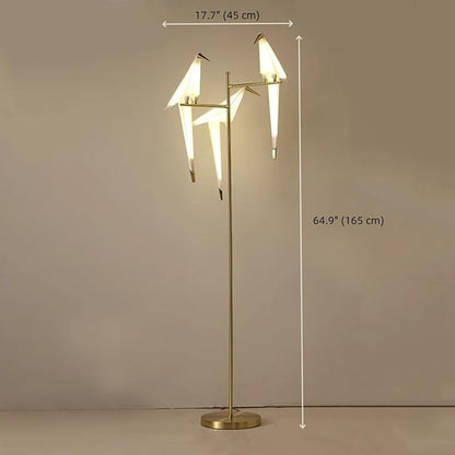 Modern Gold Floor Lamp Creative Crane Bird Standing Floor Lamp Tall Unique Lamps Metal Standing Light 3 Vivid Birds Shade Art Deco Floor Lamps for Living Room Bedroom - Warm Light
