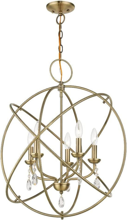 Livex Lighting 40905-07 Aria Collection 5-Light Chandelier for Entryways and Bedrooms, Bronze