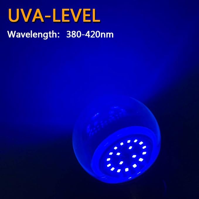 UV LED Black Light Bulbs, 9W E26 LED Blacklight Bulb, Black Lights for Glow Party, Bedroom, Black Light Fluorescent Poster, Body Paint (6 Pack)