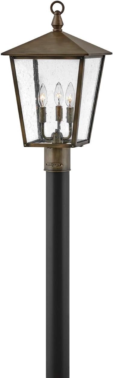 Hinkley Huntersfield Medium Post Top or Pier Mount Outdoor Lantern - Aluminum, Clear Seedy Glass, Traditional European Style - Burnished Bronze Finish