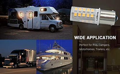 12V BA15S Led Bulbs,1156 1141 2700K Warm White,DC Bayonet Single Contact Base,AC10-18V DC10-30volt for Landscape RV Camper Interior Marine Boat Trailer Lights, 6 Pack