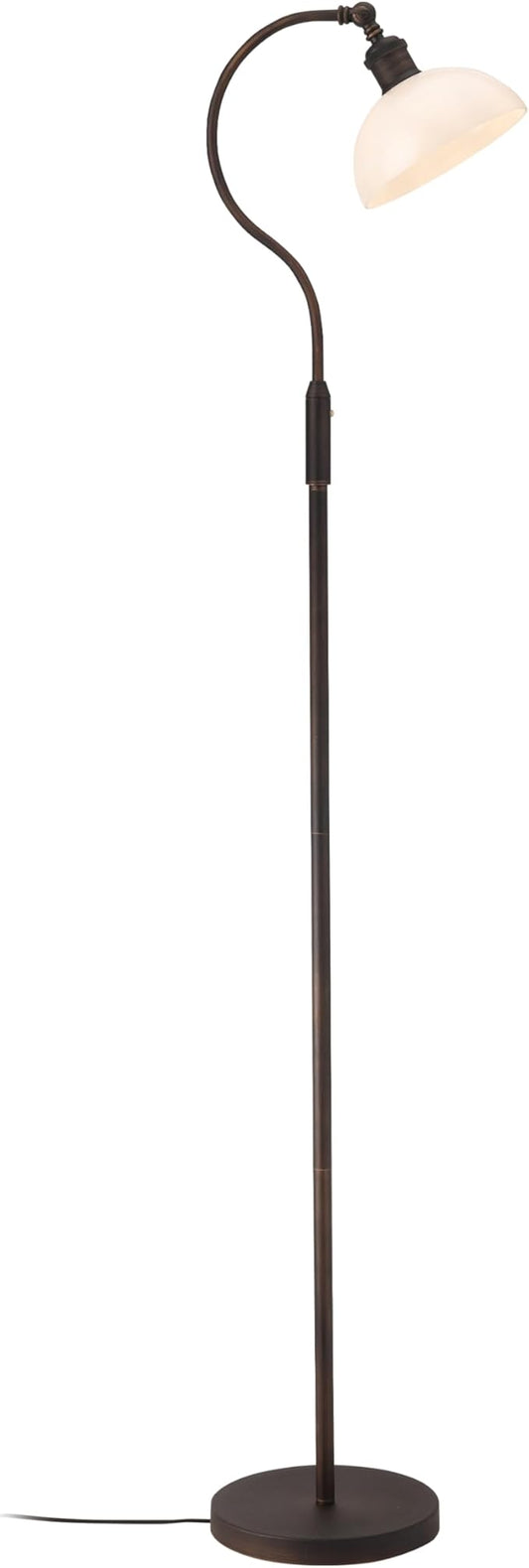 O’Bright Heritage - Banker’s Floor Lamp, 3-Level Touch Dimming, Adjustable Tilt Shade, Removable Lampshade Design, E26 Socket with 6W Dimmable LED Bulb, White Jade Glass Shade, Oil Rubbed Bronze