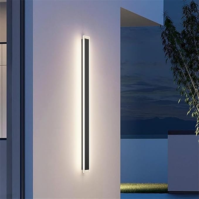 Long Outdoor Wall Light 47.2In 4000K,Modern Black Exterior Wall Mount Outdoor Lighting IP65 Waterproof for Porch Courtyard,1Pack