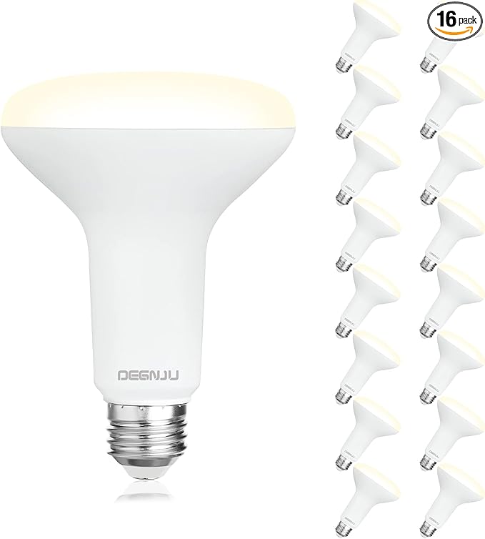 16 Pack BR30 LED Bulb, Dimmable Indoor Flood Lights 7W Equivalent 65W 3000K Warm White, CRI80, 650 LM, E26 Base, 15000 Lifetime Hours, Interior Energy Saving Recessed Light Bulb, Flicker-Free