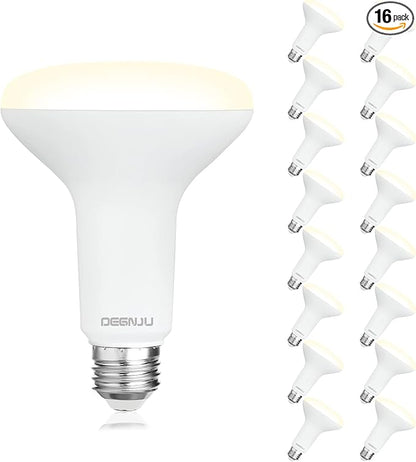 16 Pack BR30 LED Bulb, Dimmable Indoor Flood Lights 7W Equivalent 65W 3000K Warm White, CRI80, 650 LM, E26 Base, 15000 Lifetime Hours, Interior Energy Saving Recessed Light Bulb, Flicker-Free