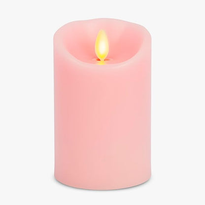 Luminara Flameless LED Battery Operated Flickering Pillar Moving Flame Candles (Saga Rose, 3" x 4.5")