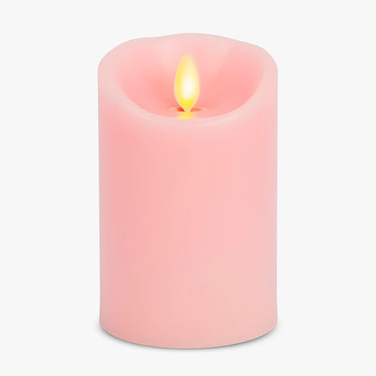 Luminara Flameless LED Battery Operated Flickering Pillar Moving Flame Candles (Saga Rose, 3" x 4.5")