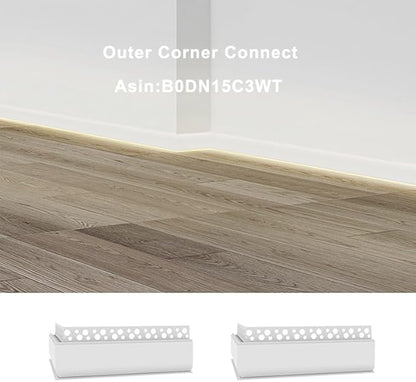 Besseto White Baseboard LED Aluminum Channel,3 x 2m Toe Kick LED Strip Light Aluminum Channel Profile Skirtingboard Baseboard Light for Living Room Bedroom Kitchen Home Theater(White 3Pack 2M 6.6ft)