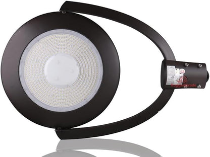 RuggedGrade 150W LED Post Top Fixture - Centauri II Series Area Light - 20,000 Lumens - Bright White 5000K - Slip Fit Mount - Photocell - Brown/Dark Bronze Housing - DLC 5.1 Premium