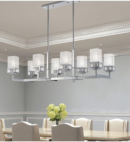 Livex Lighting 40198-91 Harding 8 Light Linear Chandelier, 44" x 17.75" x 20.5", Brushed Nickel