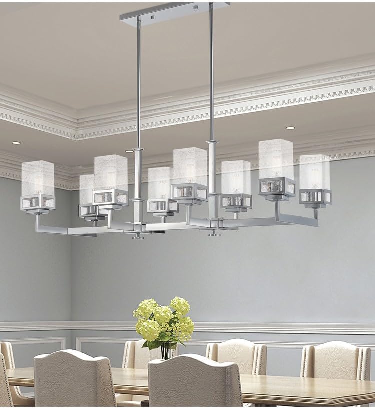 Livex Lighting 40198-91 Harding 8 Light Linear Chandelier, 44" x 17.75" x 20.5", Brushed Nickel