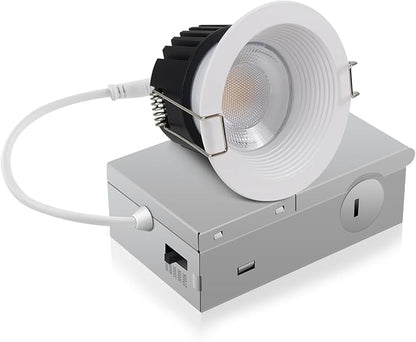 Adetu 3 Inch 5CCT Anti-Glare LED Downlight with Junction Box, 2700K/3000K/4000K/5000K Selectable,CRI90+, 12W COB, 1160LM, IP65 Waterproof, Dimmable-ETL and Energy Star Certified (White, 1 Pack)