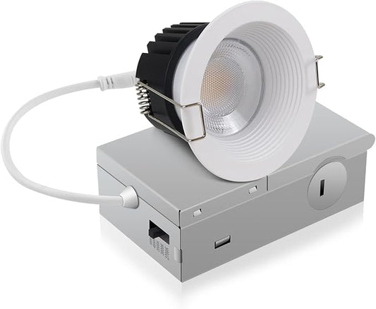 Adetu 3 Inch 5CCT Anti-Glare LED Downlight with Junction Box, 2700K/3000K/4000K/5000K Selectable,CRI90+, 12W COB, 1160LM, IP65 Waterproof, Dimmable-ETL and Energy Star Certified (White, 1 Pack)