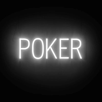 SpellBrite POKER Sign | Gaming-Related Sign with Neon Look, White LED Light Source | 20.1" x 6.3"