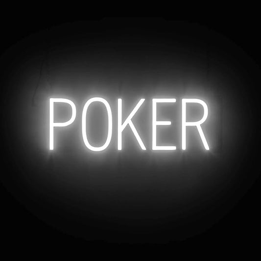 SpellBrite POKER Sign | Gaming-Related Sign with Neon Look, White LED Light Source | 20.1" x 6.3"