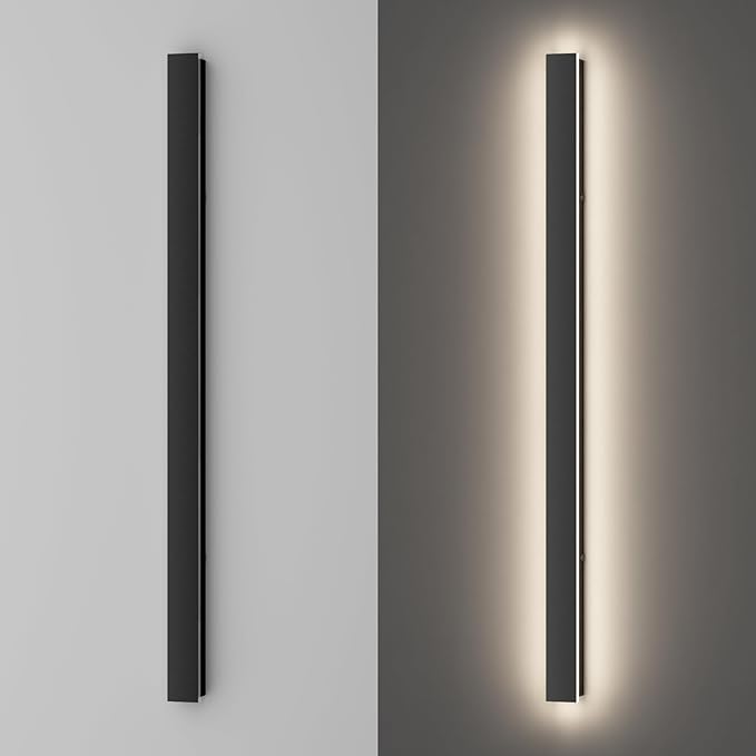 40inch Long Outdoor LED Wall Light 4000K Natural Light 30W Black Porch Light Acrylic Waterproof IP65 Exterior Wall Light Fixture for House Patio Porch Courtyard