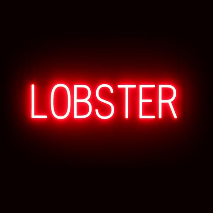 SpellBrite LOBSTER Sign | Restaurant-Related Sign with Neon Look, Red LED Light | 27.0" x 6.3"