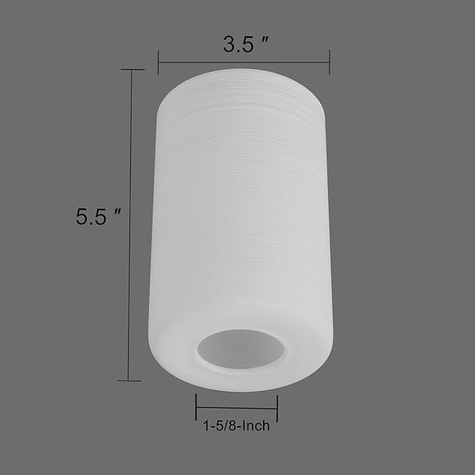2 Pack White Frosted Spiral Textured Glass Shade, Cylinder Light Fixture Replacement Globe or Cover with 1-5/8-Inch Fitter for Chandelier Wall Sconce Pendant Light, G0071