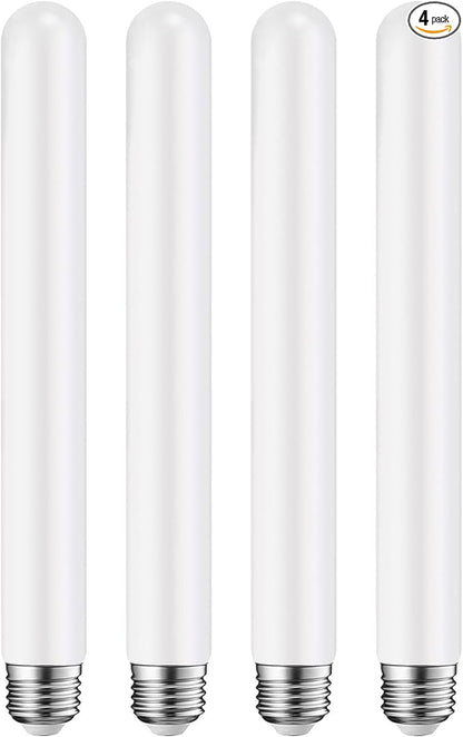 LEOOLS LED Light T10 12W 11.8inch E26 Base Matt Opal Porcelain Dimmable Tubular LED, E26 Edison Bulb 12W Equal 100W Light 4000K Neutral White, CRI90+,600LM,4 Packs