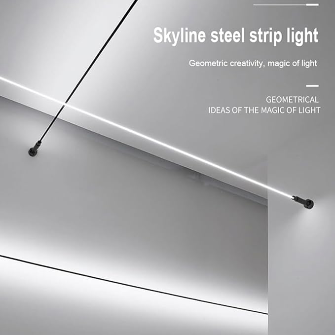 Skyline Steel Strip Light Linear Wall Lamp Strip Family Decoration Steel Bar Villa Aisle Bar DIY Length LED Light Cutting Slim Sconce 236Inch for Wall Ceiling Floor Lighting,4000K Black