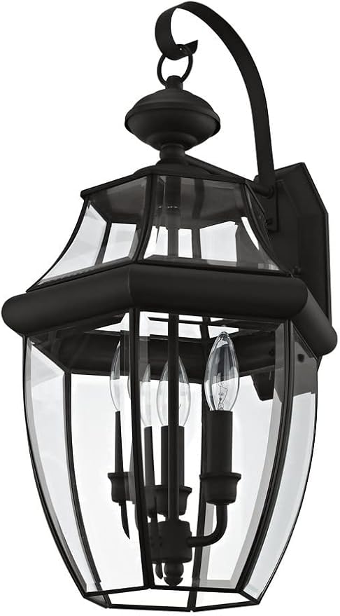 Livex Lighting 2351-06 Outdoor Wall Lantern with Clear Beveled Glass Shades, Verdigris