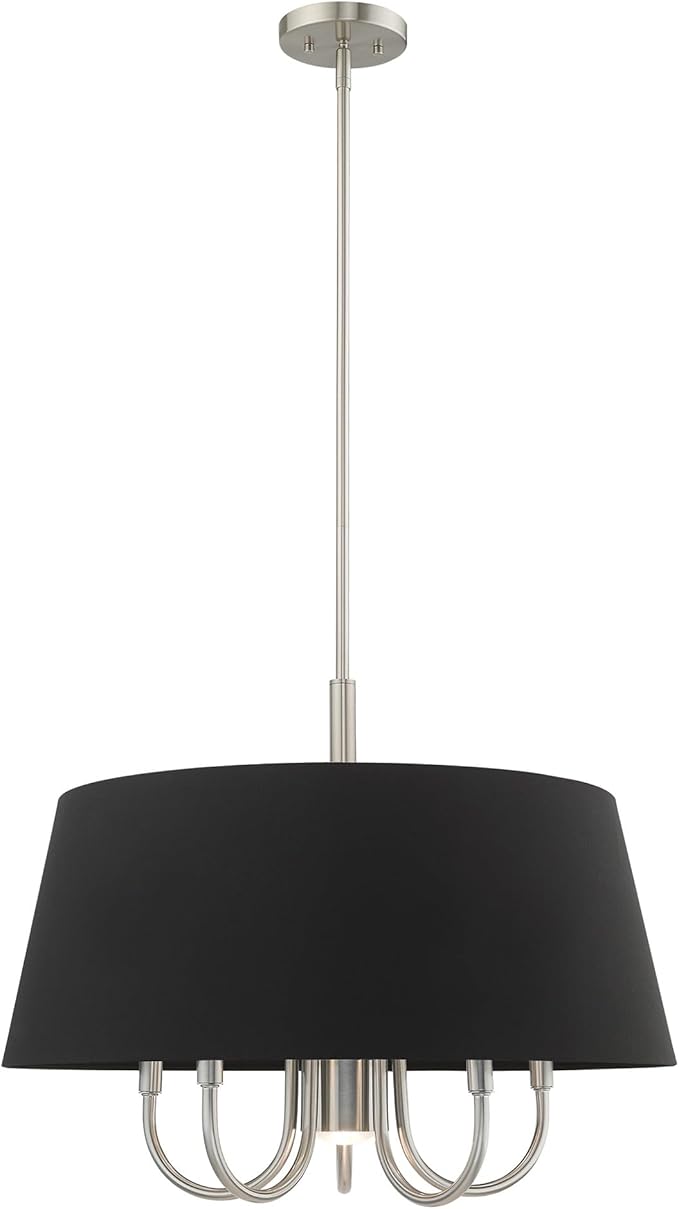 Livex Lighting 51356-91 Belclaire - Six Light Chandelier, Brushed Nickel Finish with Black Fabric Shade