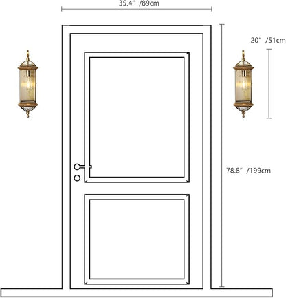Milaii Copper Exterior Wall Light 20" H Outdoor Light Fixture Waterproof Wall Sconce Oil Rubbed Brass Porch Light with Clear Glass Lantern Wall Mount Lights for House Garage Patio Aisle