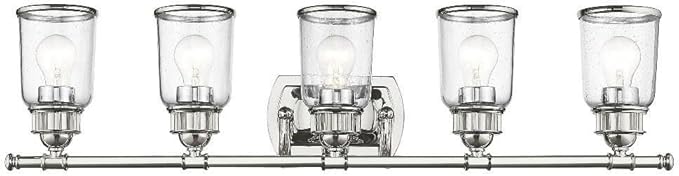 Livex 10515-05 Contemporary Modern Five Light Bath Vanity from Lawrenceville Collection Finish, Polished Chrome