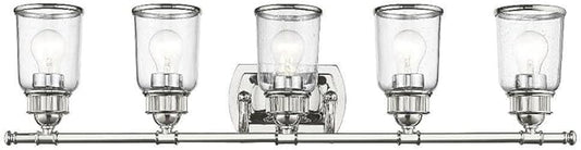 Livex 10515-05 Contemporary Modern Five Light Bath Vanity from Lawrenceville Collection Finish, Polished Chrome
