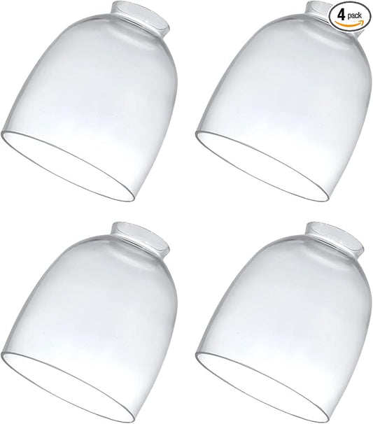 4 Pack Clear Glass Shades, Replacement Glass Globes for Ceiling Fan Light Fixtures, 2-1/8" Fitter, 4.76 inch Diameter, High Transmittance Lampshade for Chandelier, Pendant Light, Wall Sconces Series