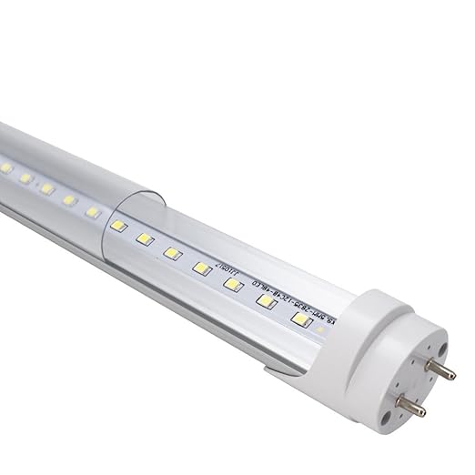 LightingWill LED T8 Light Tube 4FT, Daylight White 5000K, Dual-End Powered Ballast Bypass, 2000Lumen 18W (40W Equivalent Fluorescent Bulb Replacement), Clear Cover, AC85-265V Lighting Fixture, 4 Pack…