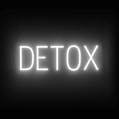 SpellBrite DETOX Sign | Beauty-Related Sign with Neon Look, White LED Light Source | 20.8" x 6.3"