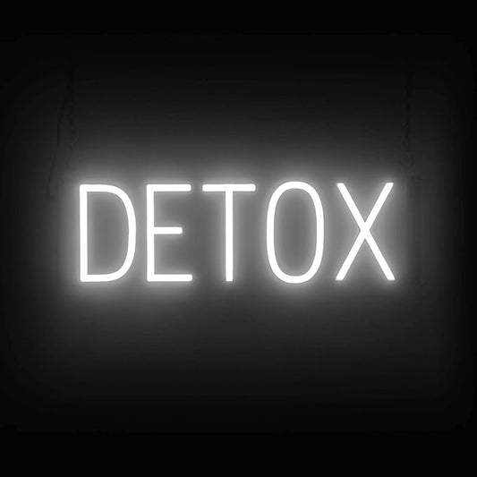 SpellBrite DETOX Sign | Beauty-Related Sign with Neon Look, White LED Light Source | 20.8" x 6.3"